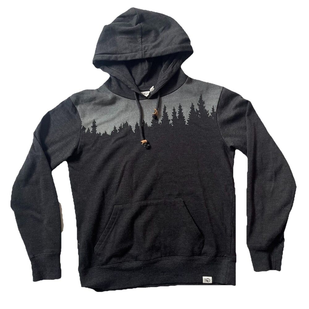 TenTree Juniper Hoodie Womens M Meteorite Black Heather Drawcord Organic Cotton